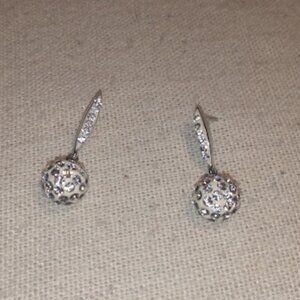 Sterling silver push back rhinestone earrings. Small disco ball look.